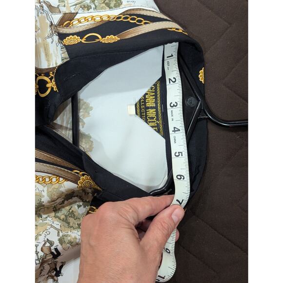 VINTAGE 90s Gianni Nicole women's size L hunting scene handkerchief style blouse - Picture 10 of 13